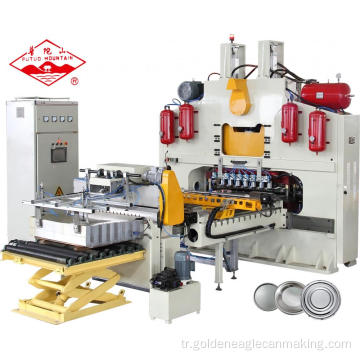 Otomatik CNC H-tipi Sac Besleme Presi Metal Kalay Düzensiz şekil Kova Kovası Varil Kapakları Üst Alt Uç Kapakları Yapma Makinesi A